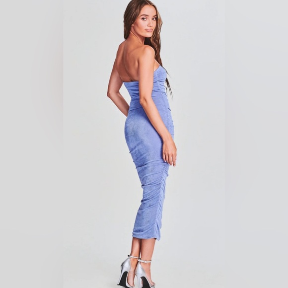 SER.O.YA Martha Strapless Ice Blue Midi Dress - Picture 5 of 7